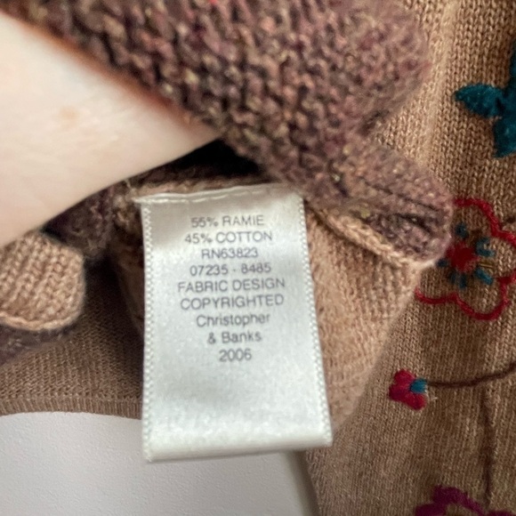Christopher & Banks Floral Embroidered Cardigan - Brown and Tan - Picture 4 of 7